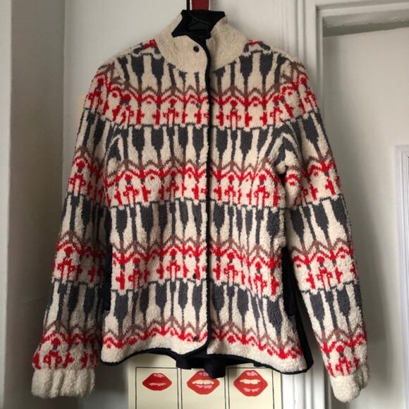 ANTHROPOLOGIE SLEEPING ON SNOW INTARSIA TEDDY COAT - Picture 1 of 5